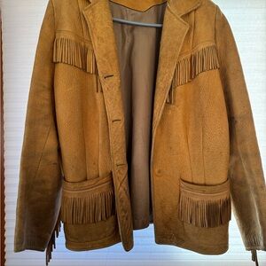 Vintage Tan Suede Fringe Jacket